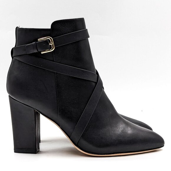 L'Agence Women Franci Black Leather Buckle Dressy Office Heel Boots sz 9.5 - Picture 9 of 12